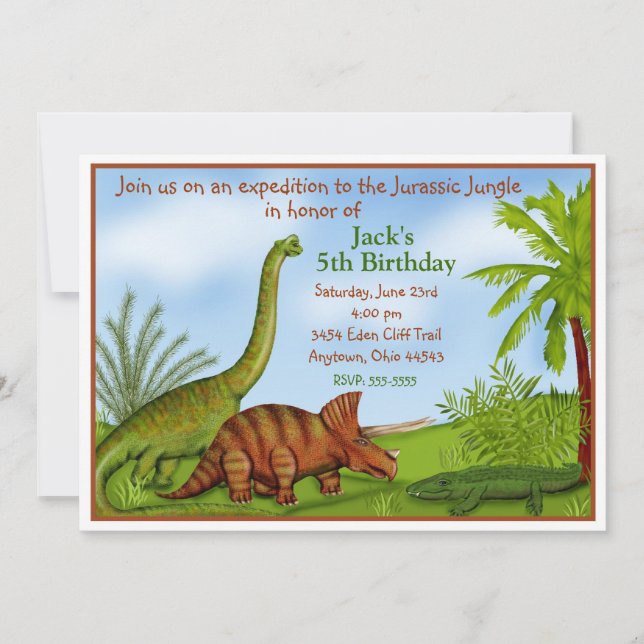 Dinosaur Birthday Party Invitations (Front)