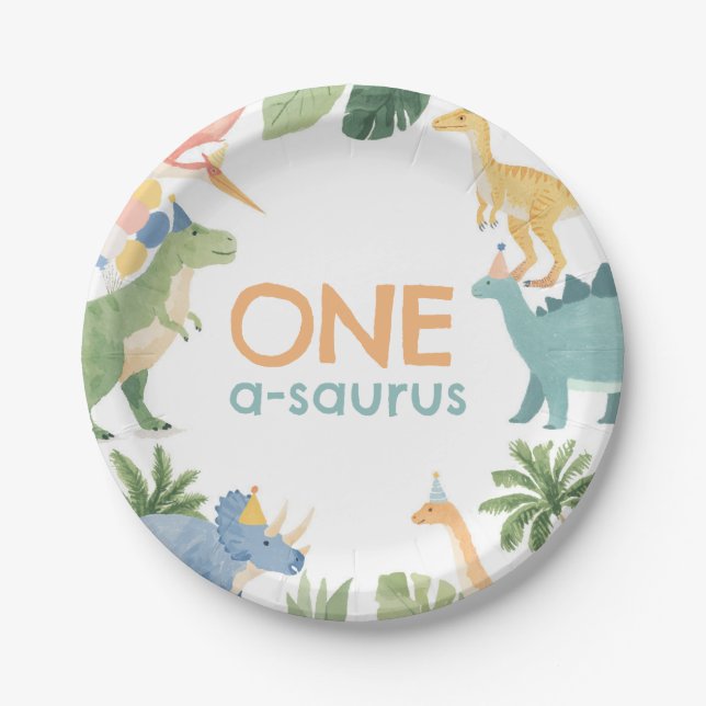 Dinosaur Birthday Party Paper Plate (Front)
