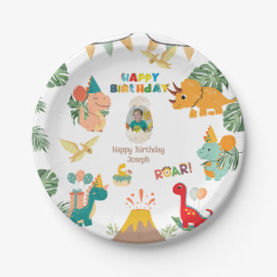 Dinosaur Birthday Party Paper Plate – Custom Photo