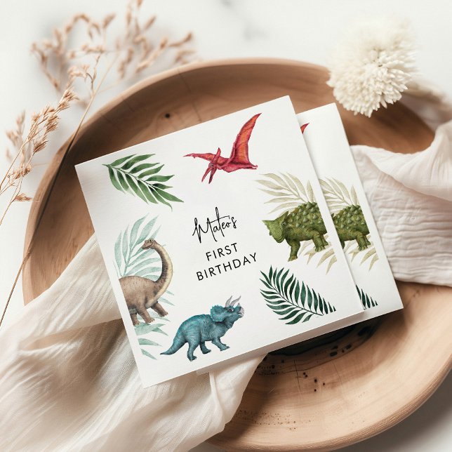 Dinosaur Birthday Party Paper Plates Napkin (Creator Uploaded)
