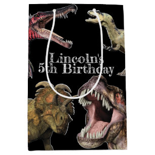 Dinosaur Birthday Party Personalized T-Rex Medium Gift Bag