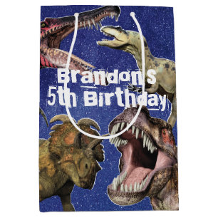 Dinosaur Birthday Party Personalized T-Rex Medium Gift Bag
