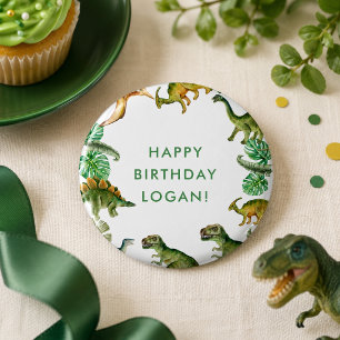 Dinosaur Birthday Party Photo 1 Inch Round Button