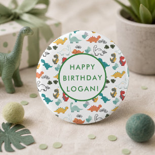 Dinosaur Birthday Party Photo 1 Inch Round Button