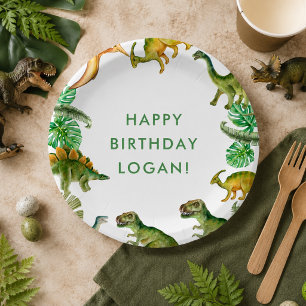 Dinosaur Birthday Party Photo Paper Plate