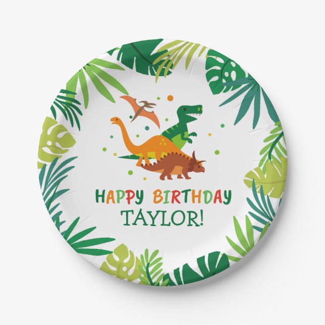 Dinosaur Birthday Party Plates (Front)