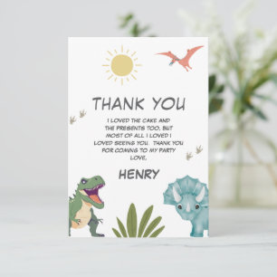 Dinosaur Birthday Party Thank You Card