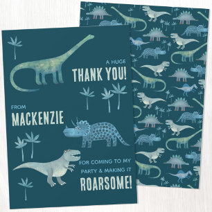 Dinosaur Birthday Party Thank You Card