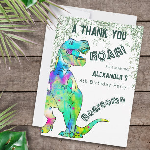 Dinosaur Birthday Party Thank You Card