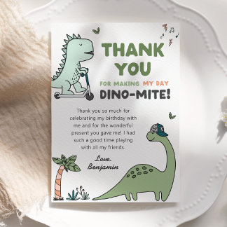 Dinosaur Birthday Party Thank you Card