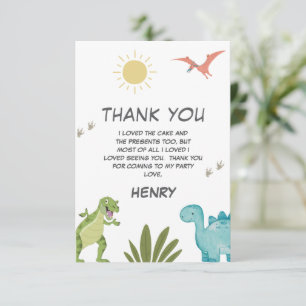 Dinosaur Birthday Party Thank You Card