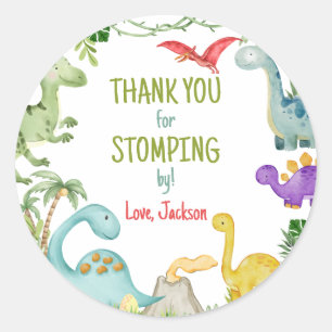 Dinosaur Birthday Party Thanks for Stomping By  Classic Round Sticker