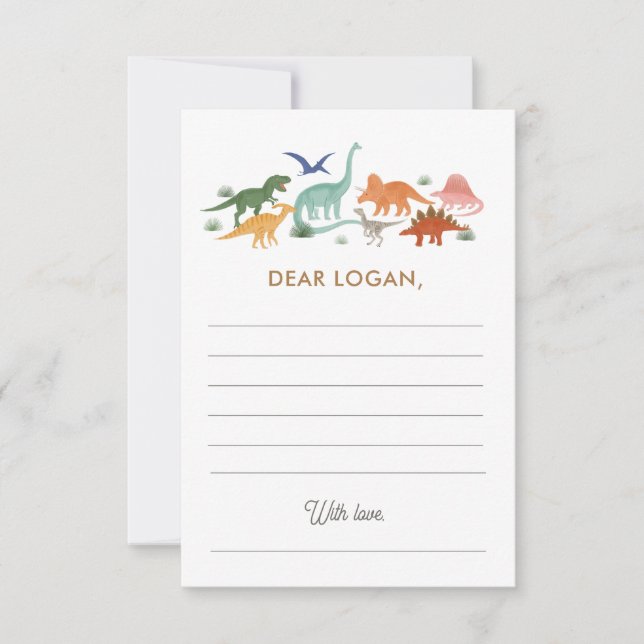 Dinosaur Birthday Party Time Capsule Card (Front)