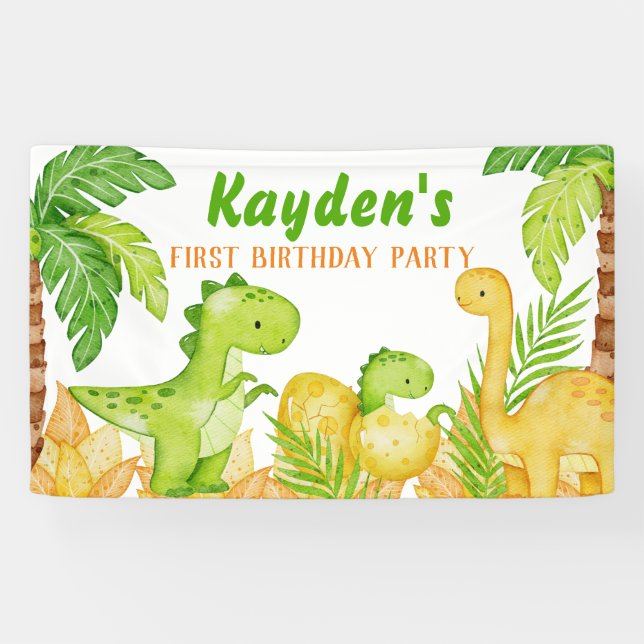 Dinosaur birthday personalised party  banner (Horizontal)