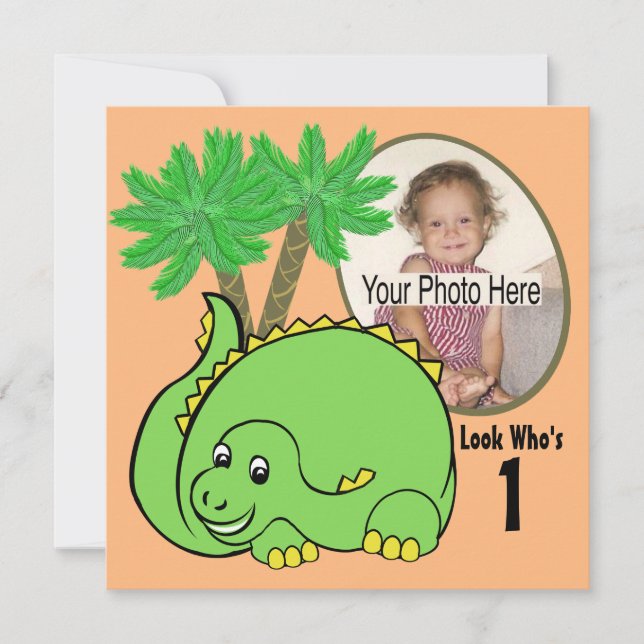 Dinosaur Birthday Photo Invitation (Front)
