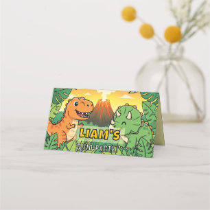 Dinosaur Birthday Place Card   Cute Dino Name Tent