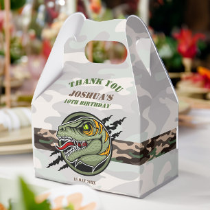 Dinosaur birthday raptor army camouflage scratch  favor box