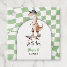 Dinosaur Birthday Retro T Rex Chequered