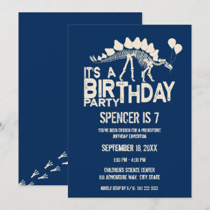 Dinosaur Birthday Stegosaurus with Balloons Invitation