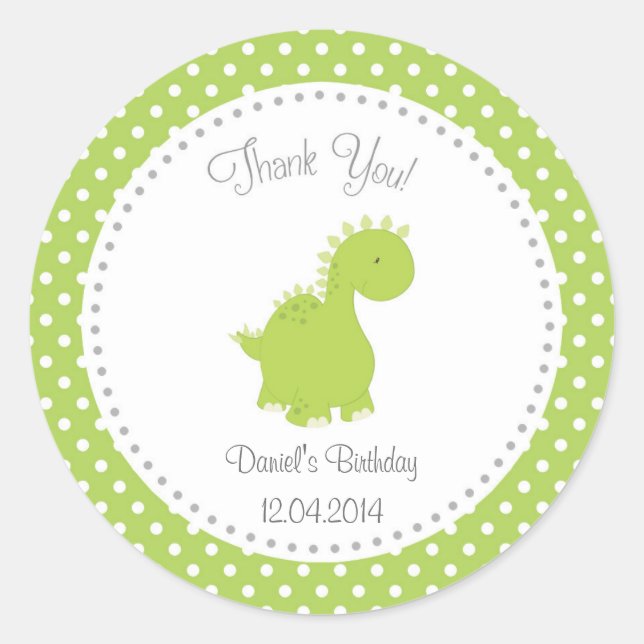 Dinosaur Birthday Sticker (Front)