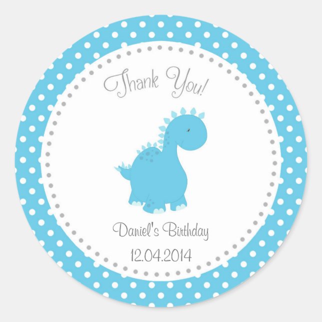Dinosaur Birthday Sticker (Front)