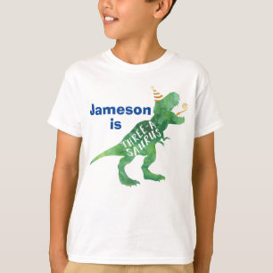 Dinosaur Birthday T-Shirt Three A Saurus
