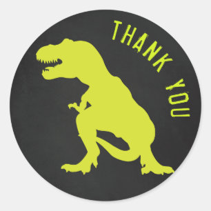 Dinosaur Birthday Thank you Chalkboard Classic Round Sticker