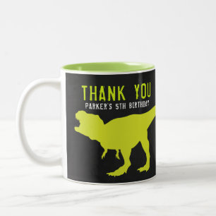 Dinosaur Birthday Thank you Two-Tone Coffee Mug