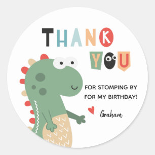 Dinosaur Birthday Thank Your Classic Round Sticker