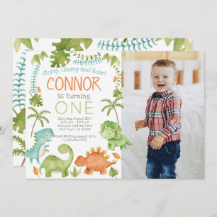 Dinosaur birthday with Photo Invitation