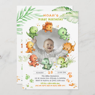 Dinosaur Birthday  With Photo Option Invitation