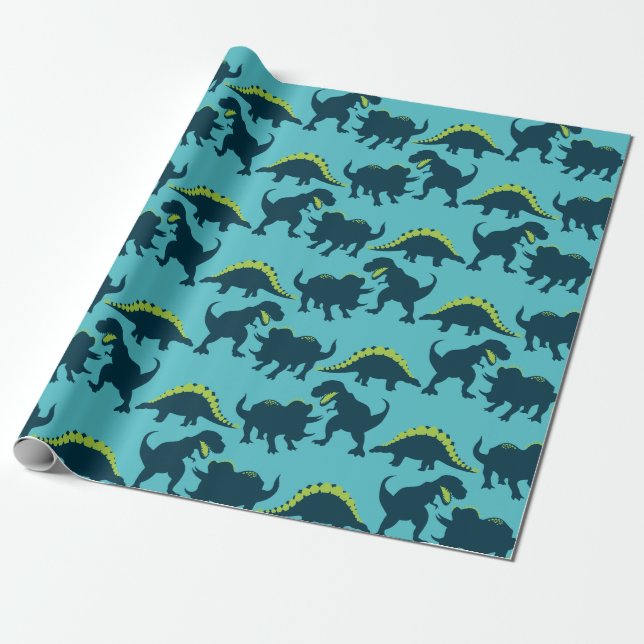 Dinosaur Birthday Wrapping Paper (Unrolled)