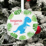 Dinosaur Blue T-Rex Tropical Keepsake Christmas Ornament<br><div class="desc">Dinosaur Blue T-Rex Tropical Keepsake Christmas Ornament * Coordinating products will be available in our shop. Contact us if you need this design applied to a specific product to create your own unique matching item! Thank you so much for viewing a DoodleLulu by 2 June bugs design!</div>