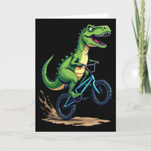 Dinosaur Bmx Bike Rider Mountain Biking Funny Boys Card