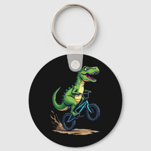 Dinosaur Bmx Bike Rider Mountain Biking Funny Boys Keychain