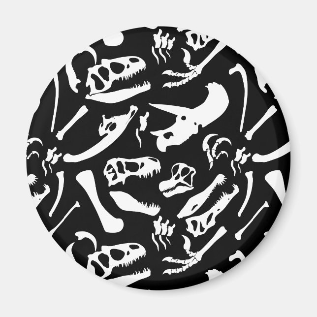 Dinosaur Bones (Black and White)  Magnet (Front)