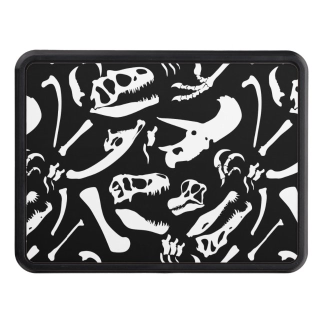 Dinosaur Bones (Black) Trailer Hitch Cover (Front)