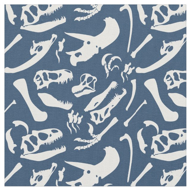 Dinosaur Bones (Blue) Fabric (Close Up)