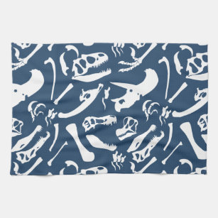 Dinosaur Bones (Blue) Kitchen Towel