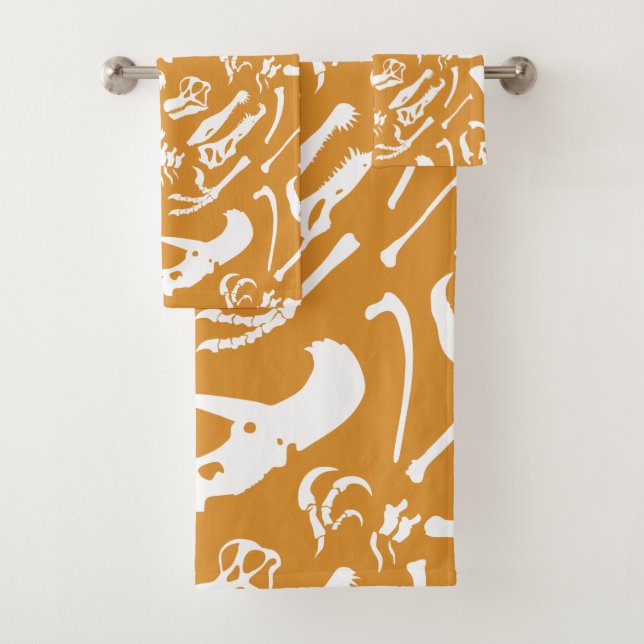 Dinosaur Bones (Gold) Bath Towel Set (Insitu)