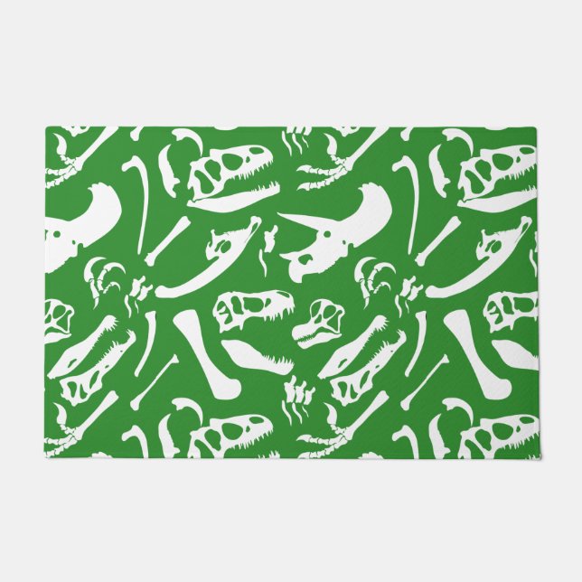 Dinosaur Bones (Green) Doormat (Front)