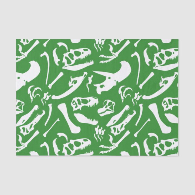 Dinosaur Bones (Green) Tissue Paper (Front)