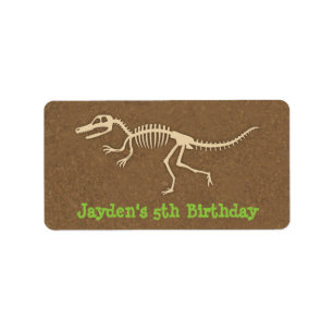 Dinosaur Bones Kids Birthday Party Labels
