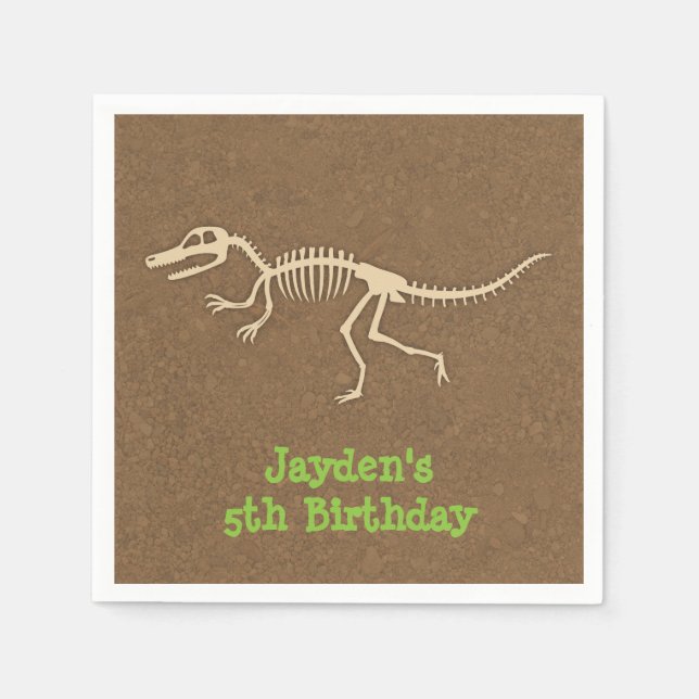 Dinosaur Bones Kids Birthday Party Supplies Napkin (Front)