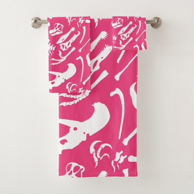 Dinosaur Bones (Pink) Bath Towel Set (Insitu)