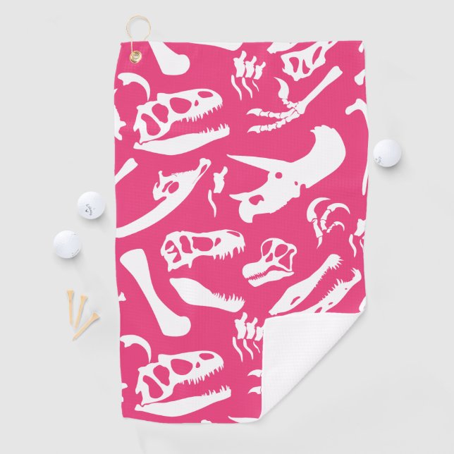 Dinosaur Bones (Pink) Golf Towel (InSitu)