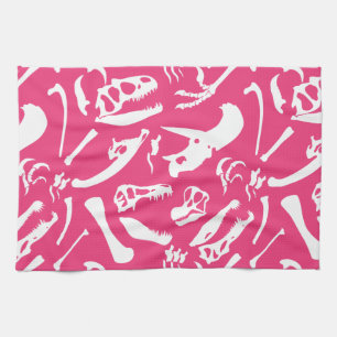 Dinosaur Bones (Pink) Kitchen Towel