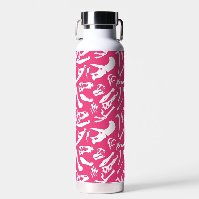 Dinosaur Bones (Pink) Water Bottle (Front)