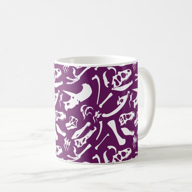 Dinosaur Bones (Purple) Coffee Mug (Front Right)
