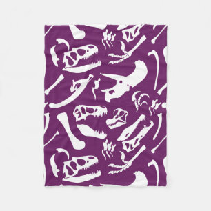 Dinosaur Bones (Purple) Fleece Blanket